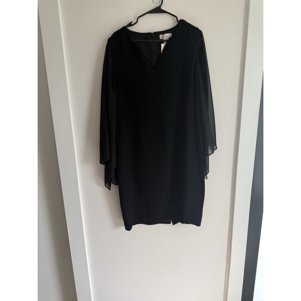 Vintage Zelda NWT black formal cocktail party sheath dress sz 12 sheer sleeves